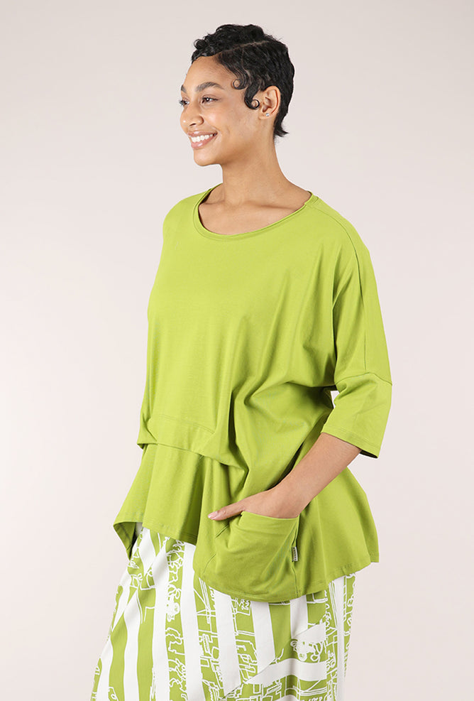 Luukaa Pleat Detail Boxy Top, Lime 