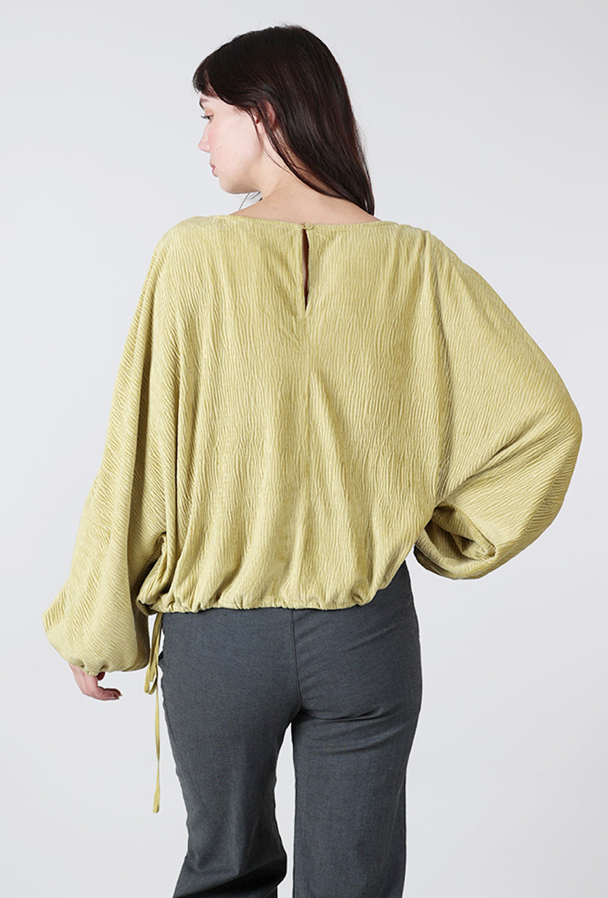 Crinkle Velvet Top, Green Olive Angle 3