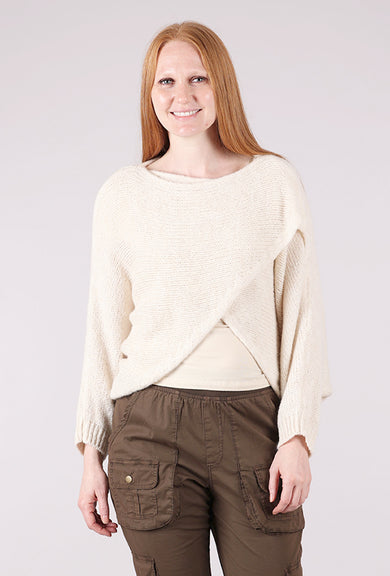 Me & Gee Crossover Sweater, White 