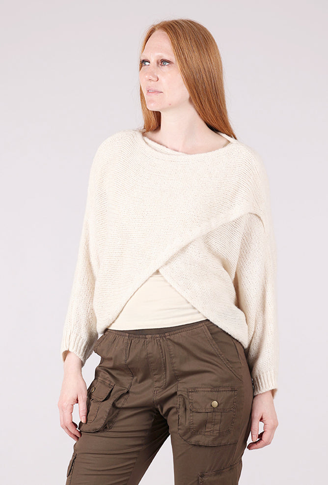 Me & Gee Crossover Sweater, White 