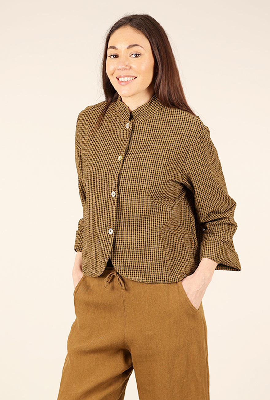 Bryn Walker Crop Check Jacket, Quinquina 