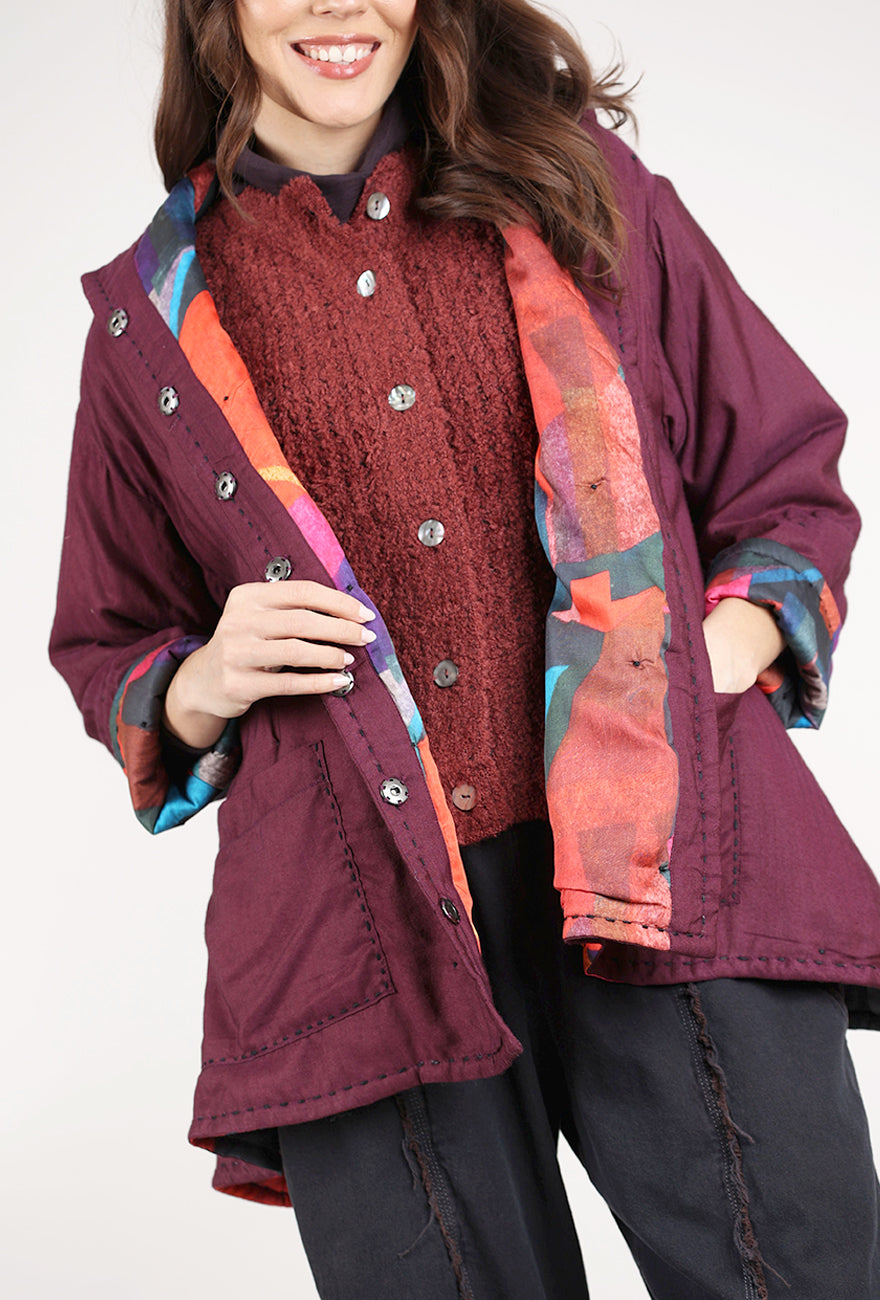 M Square Quilted Jacket, Plum 