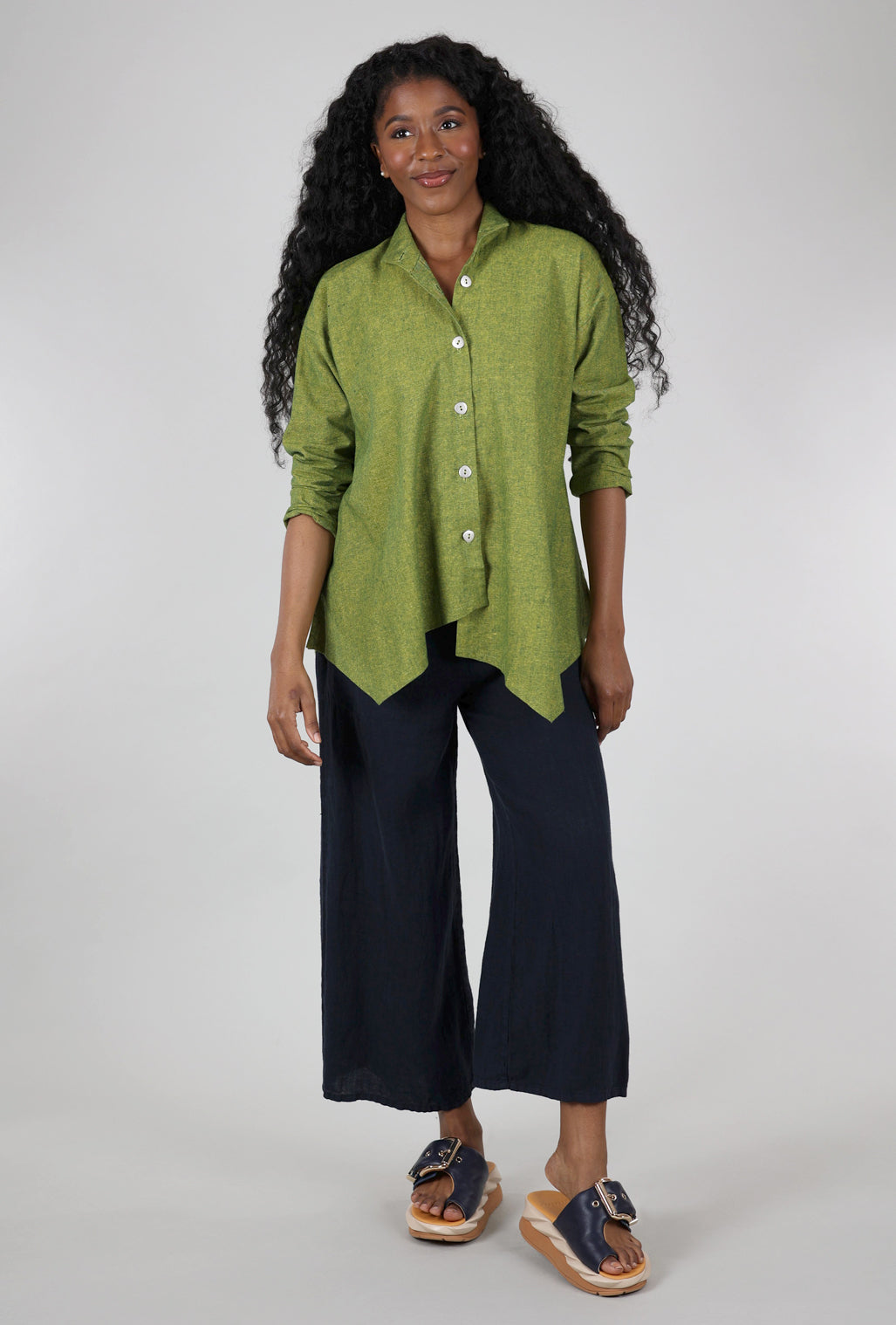 M Square Iris Button-Up Shirt, Jade 