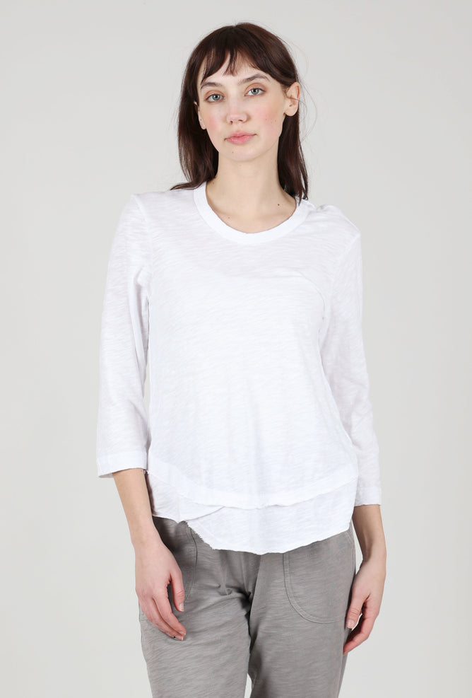 Wilt Shrunken Crew 3/4 Mock-Layer Tee, White 