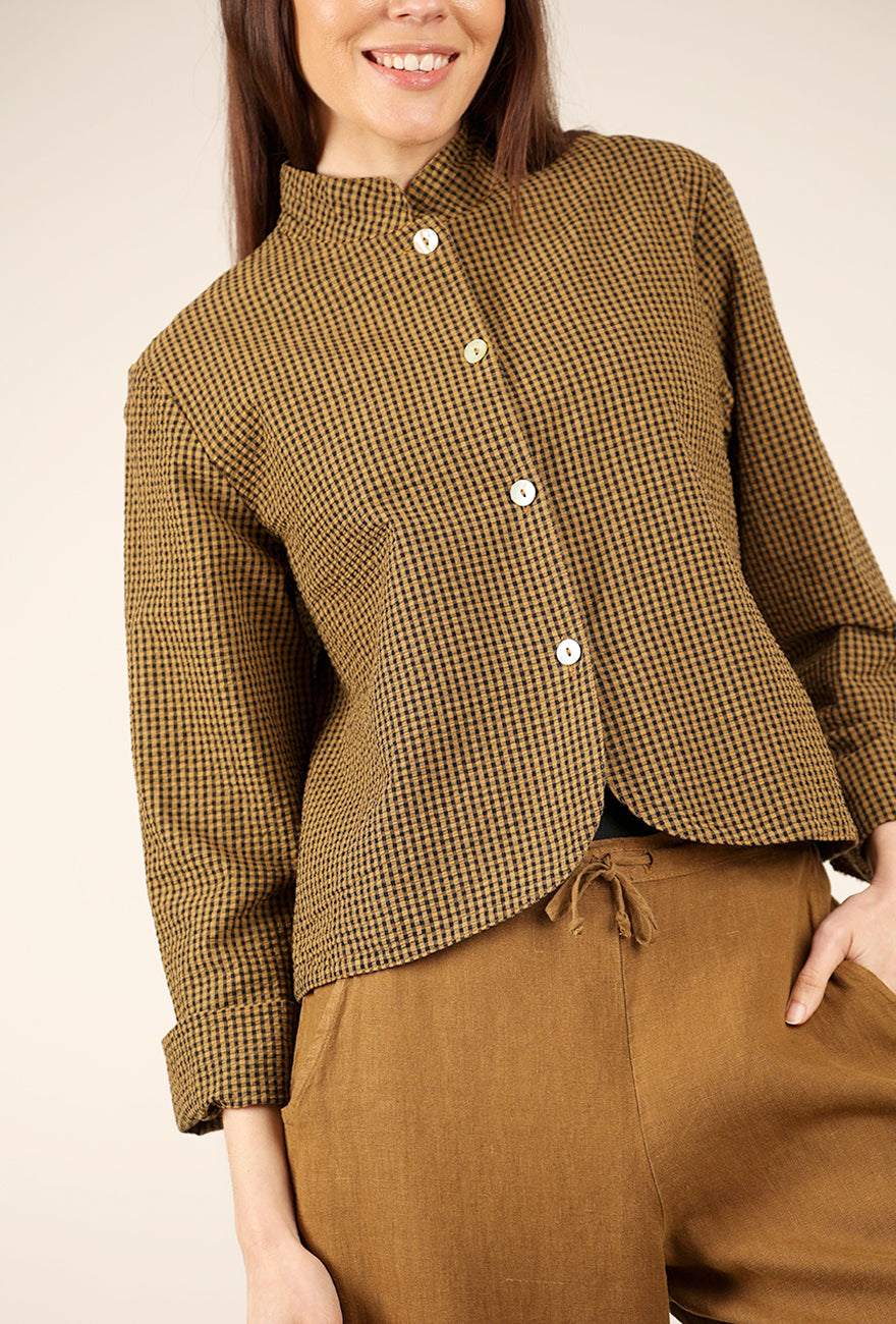 Bryn Walker Crop Check Jacket, Quinquina 