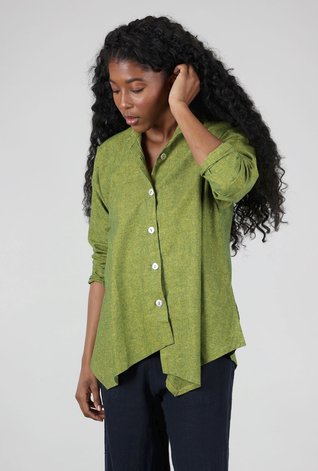 M Square Iris Button-Up Shirt, Jade 