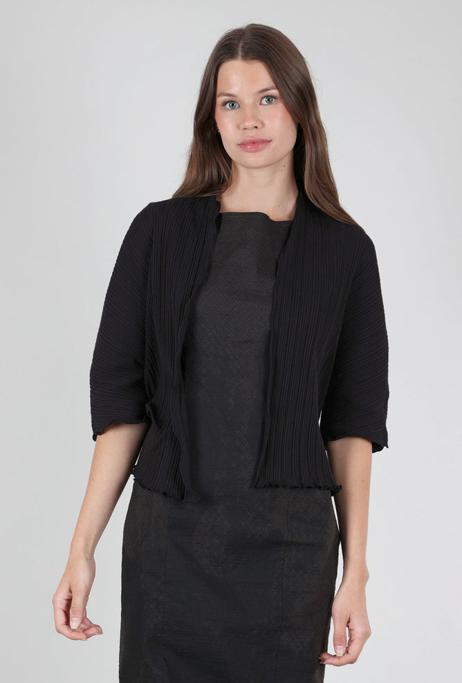 Fenini Micropleat Elbow Sleeve Cardie, Black 