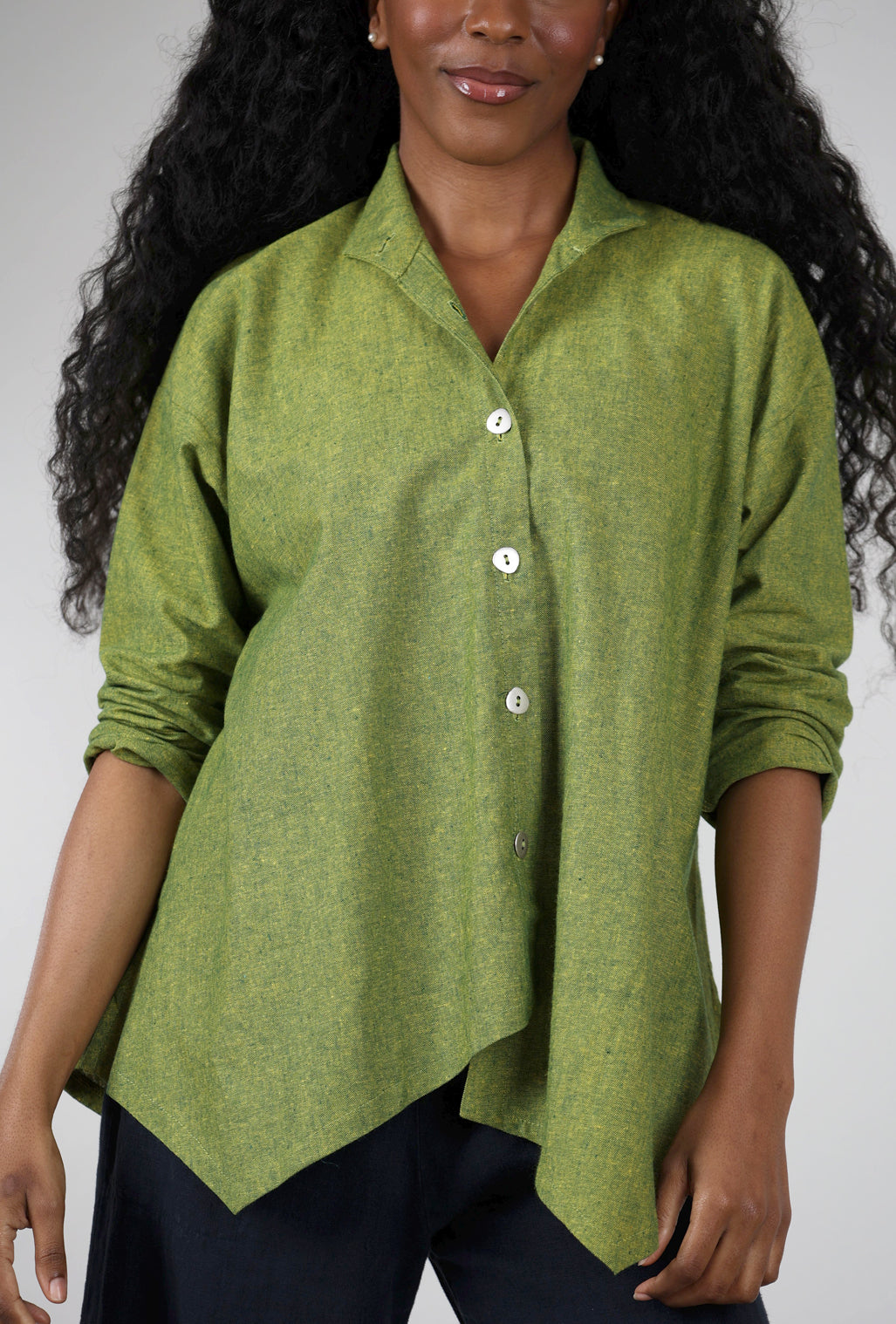 M Square Iris Button-Up Shirt, Jade 