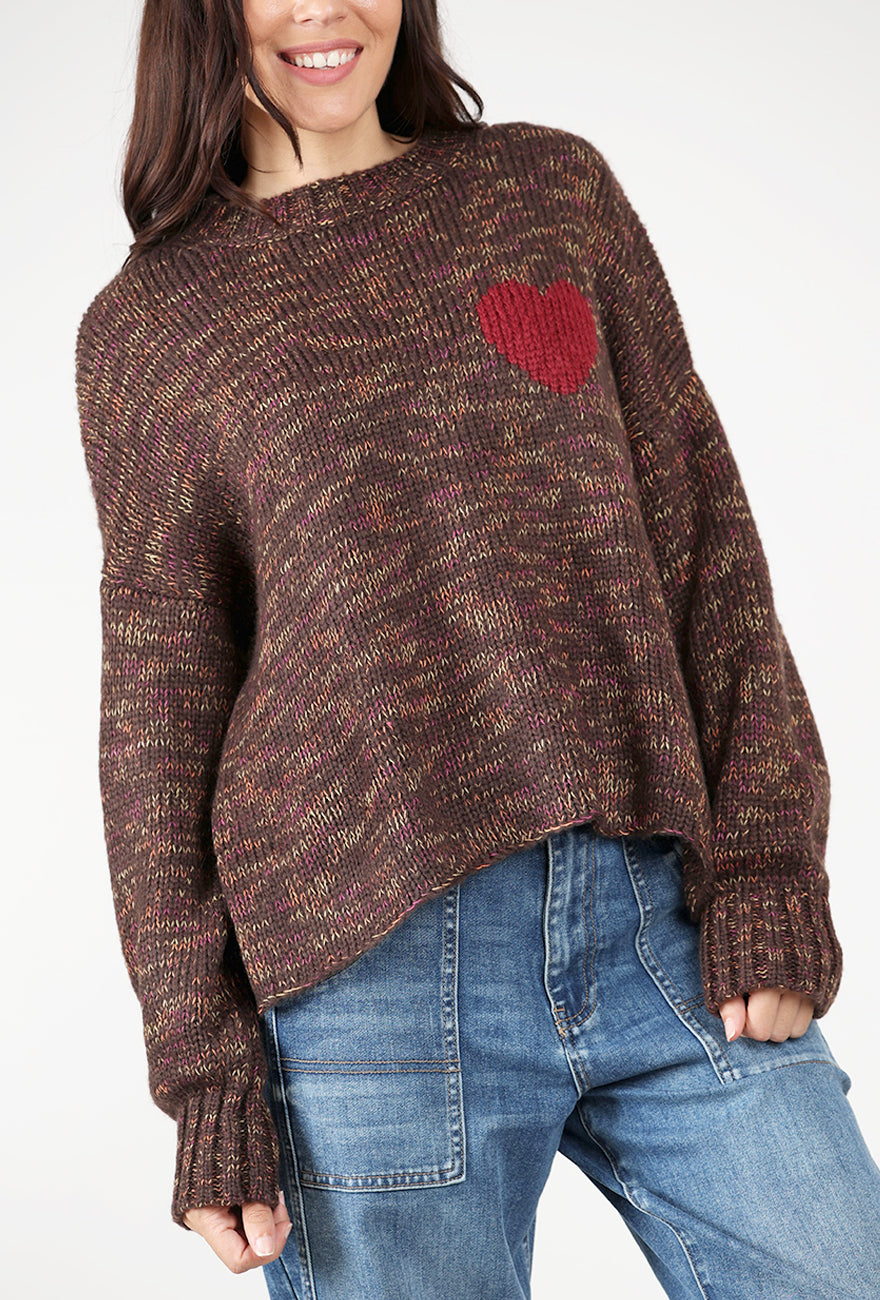 Fall Lover Chunky Crew, Brown/Brick