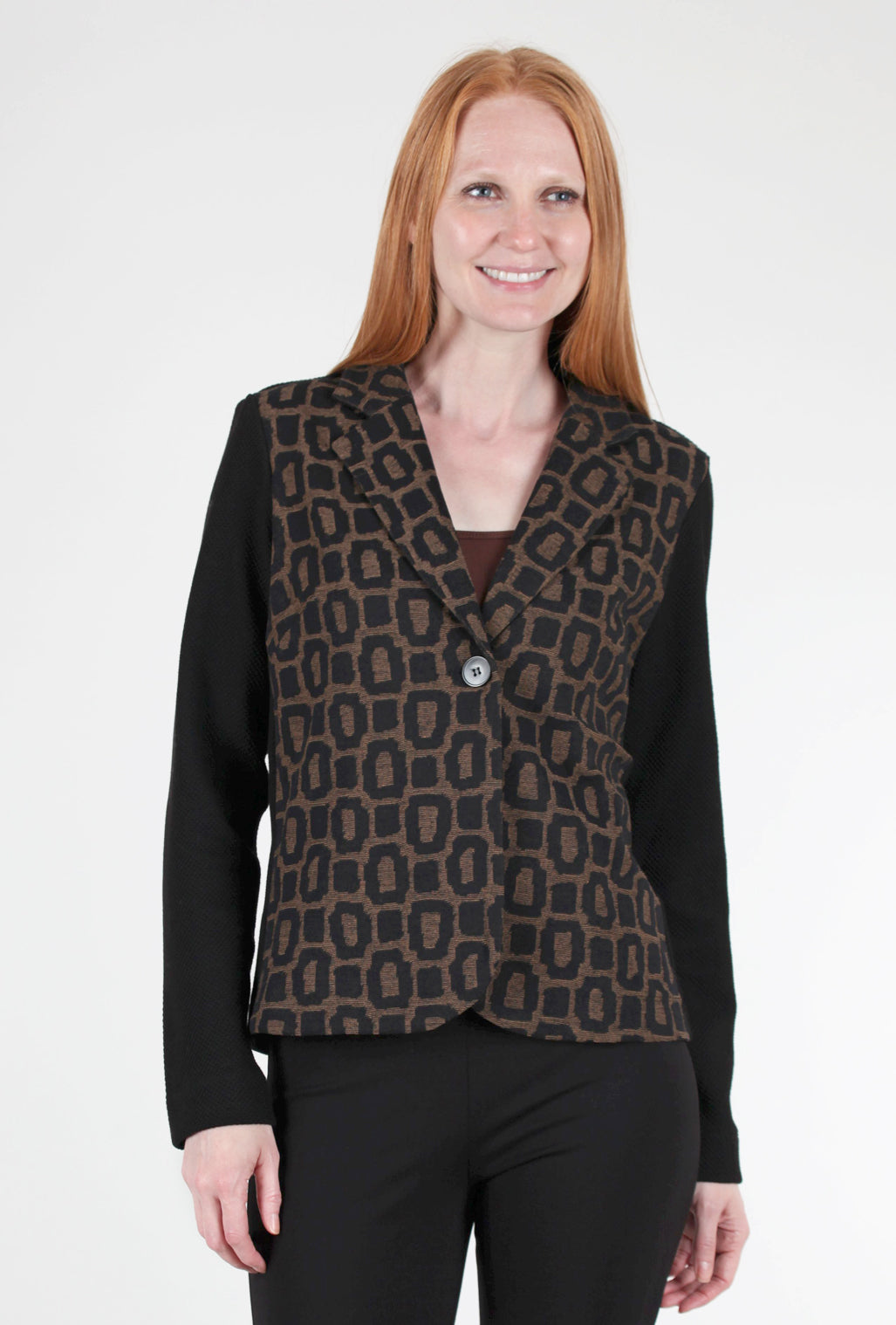 Alembika Graphic Panel Blazer, Black/Coffee 