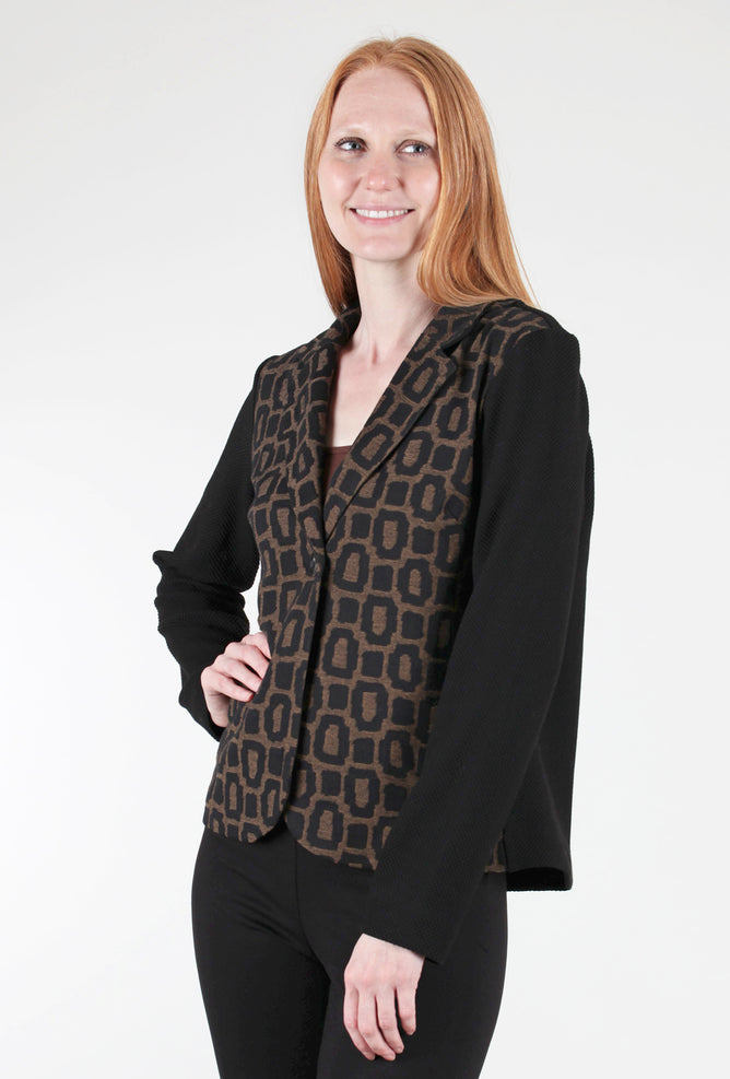 Alembika Graphic Panel Blazer, Black/Coffee 