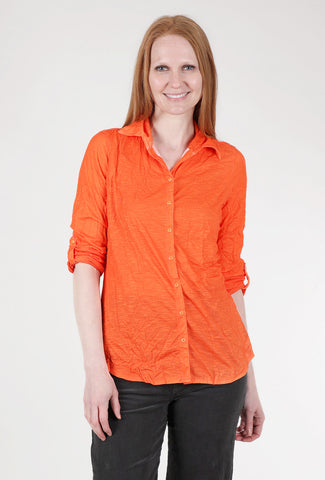 David Cline Roll-Up Sleeve Crinkle Shirt, Tangerine 