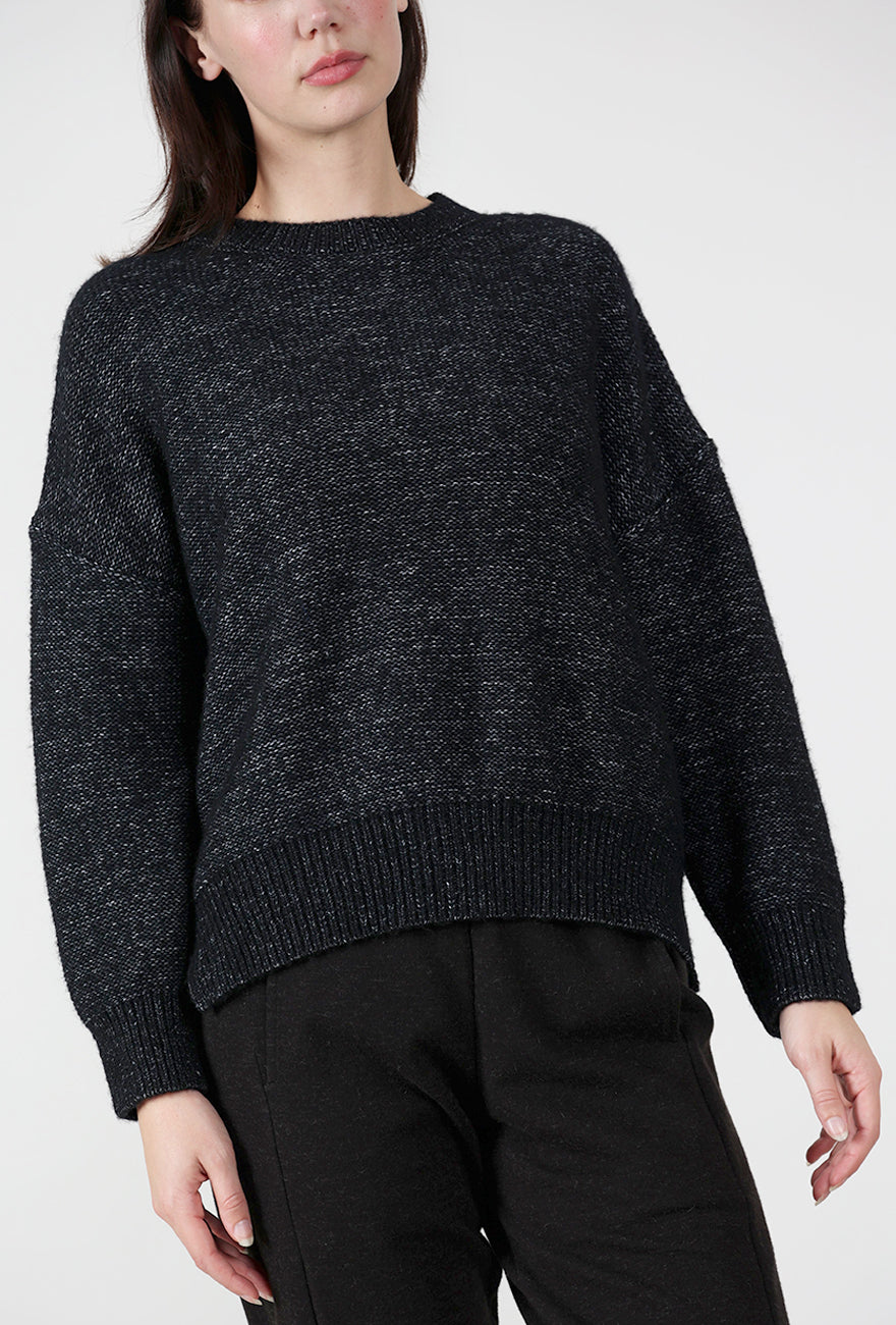 Hannes Roether Carter Melange Sweater, Black 