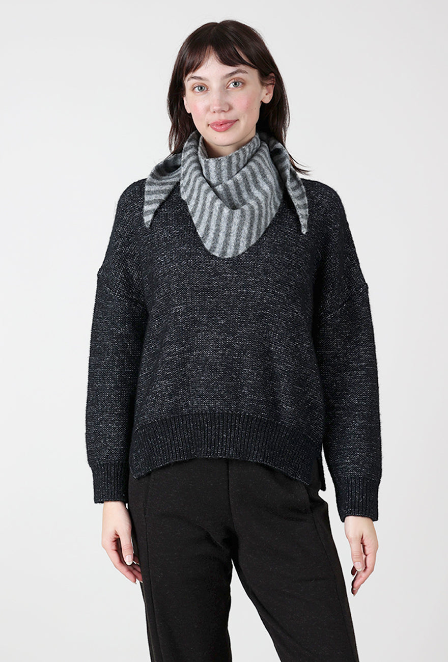 Striped Triangle Scarf, Dark Gray