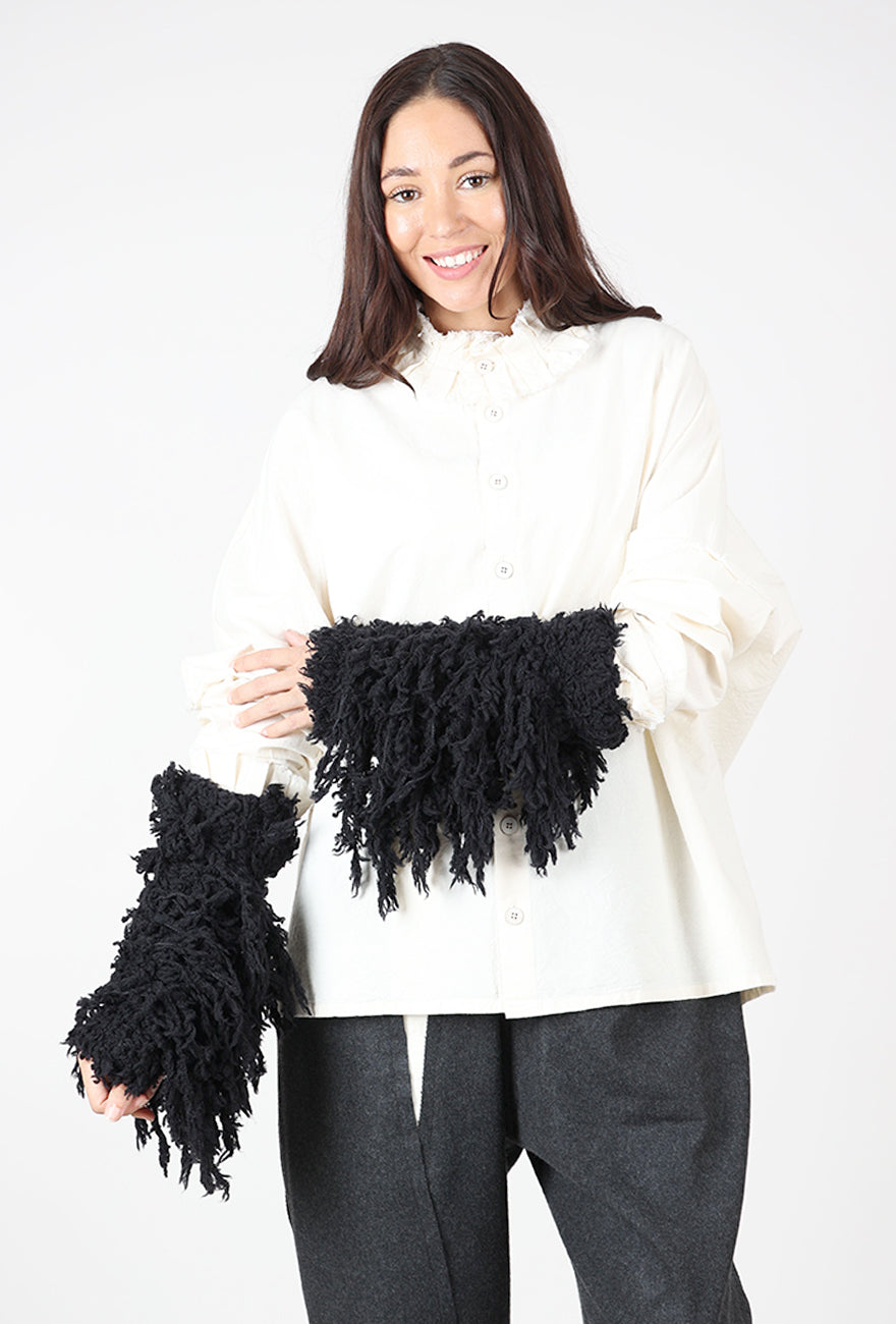 Corte Shaggy Arm Warmers, Black