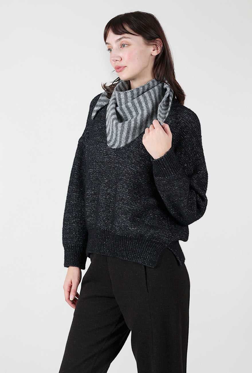 Striped Triangle Scarf, Dark Gray Angle 2