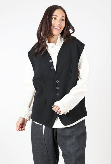 Humo Boiled Wool Vest, Black