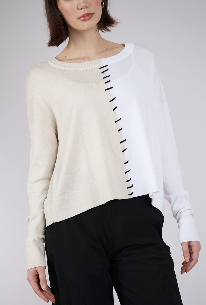 Planet Half-Whipped Sweater, Stone/White 