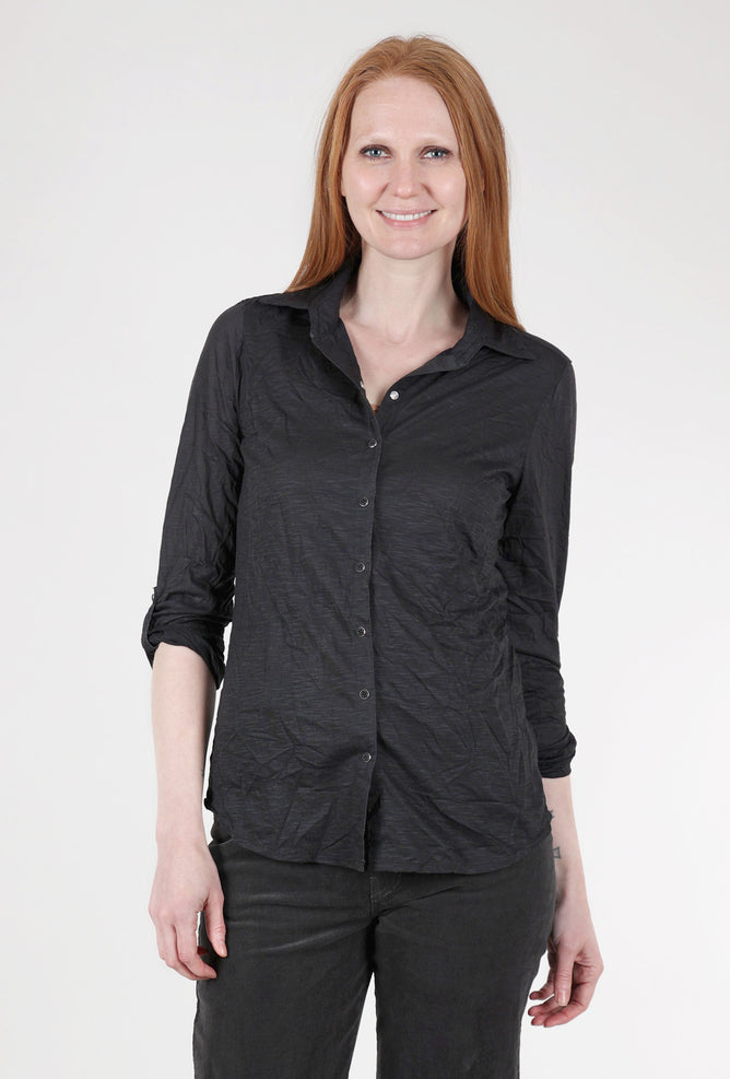 David Cline Roll-Up Sleeve Crinkle Shirt, Black 