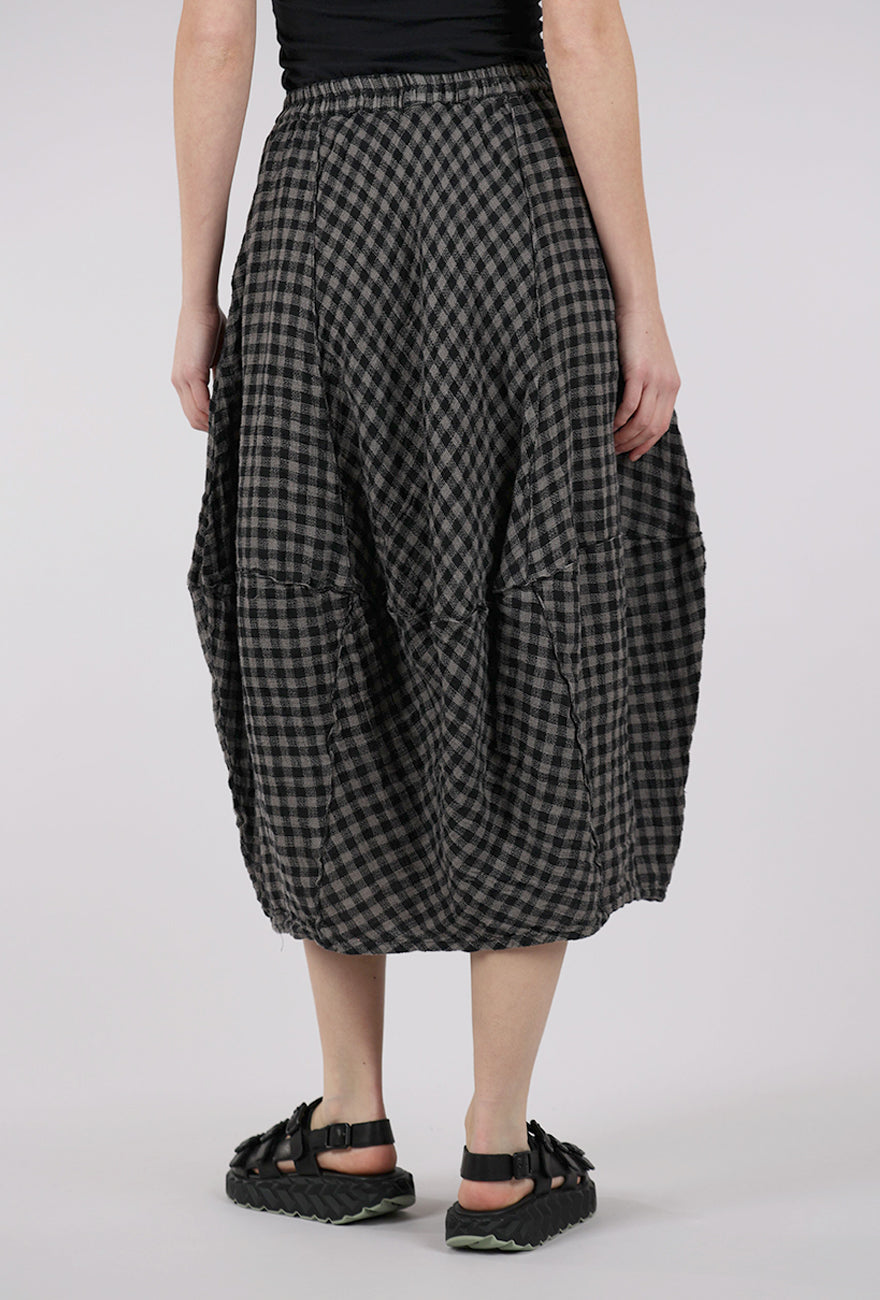 Grizas Rustic Linen Check Skirt, Mushroom 