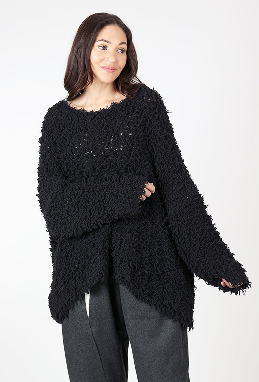 Exacto Shaggy Sweater, Black