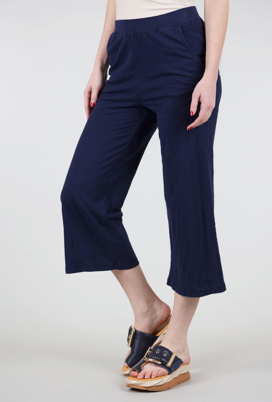 Mododoc Wide Leg Crop Pants, Navy 