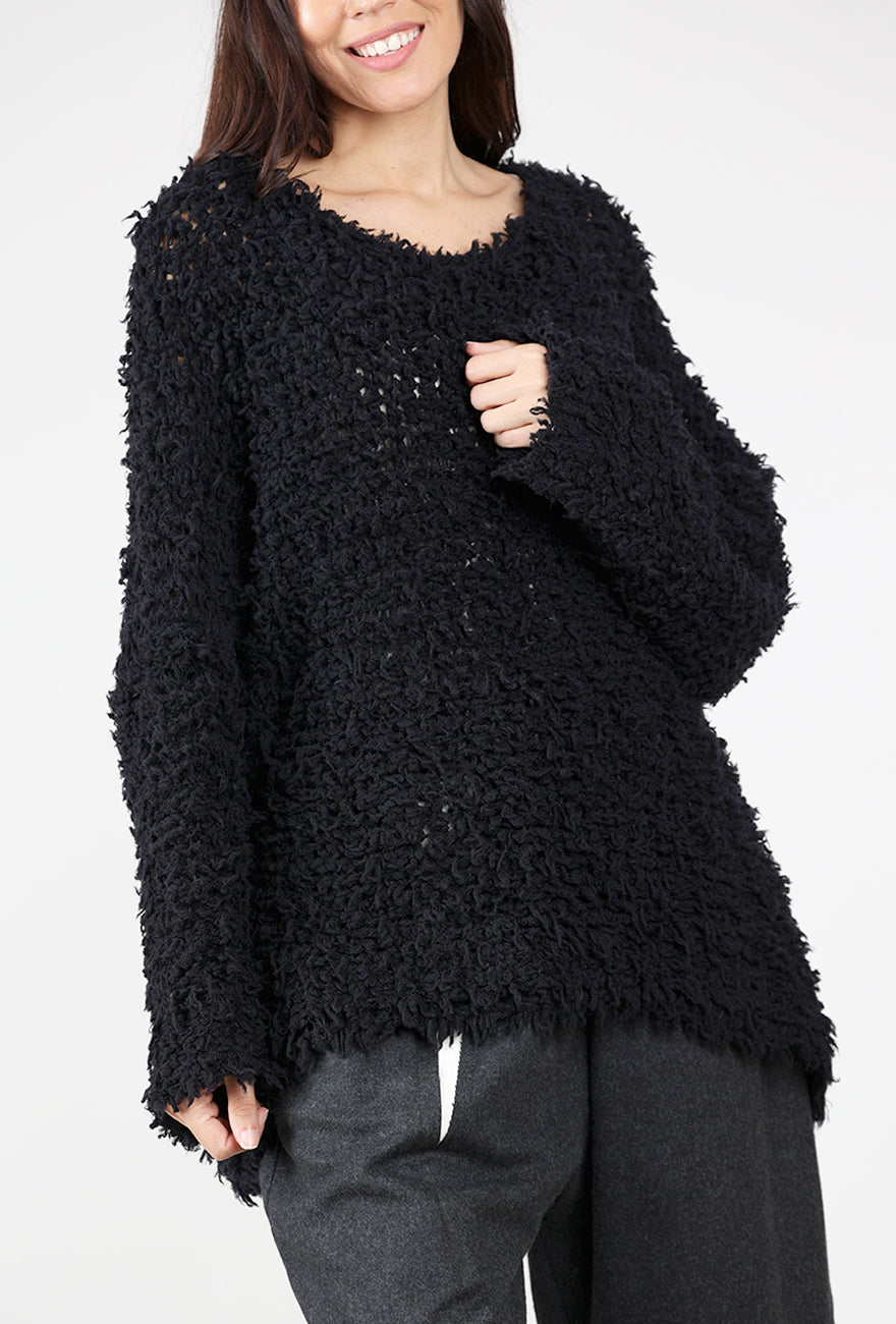 Exacto Shaggy Sweater, Black Angle 4