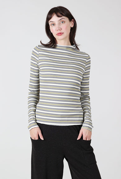 Grade & Gather Stripe Mock Neck Top, Gray Multi 
