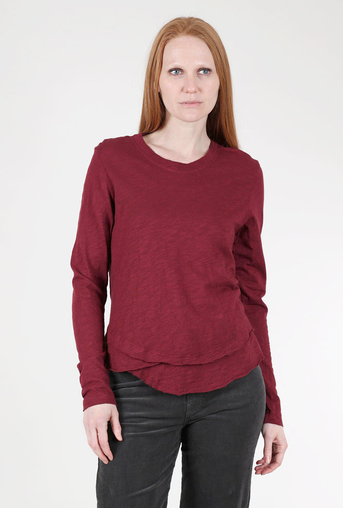 Wilt L/S Mock Layer Tee, Raisin 