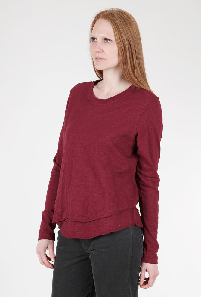 Wilt L/S Mock Layer Tee, Raisin 