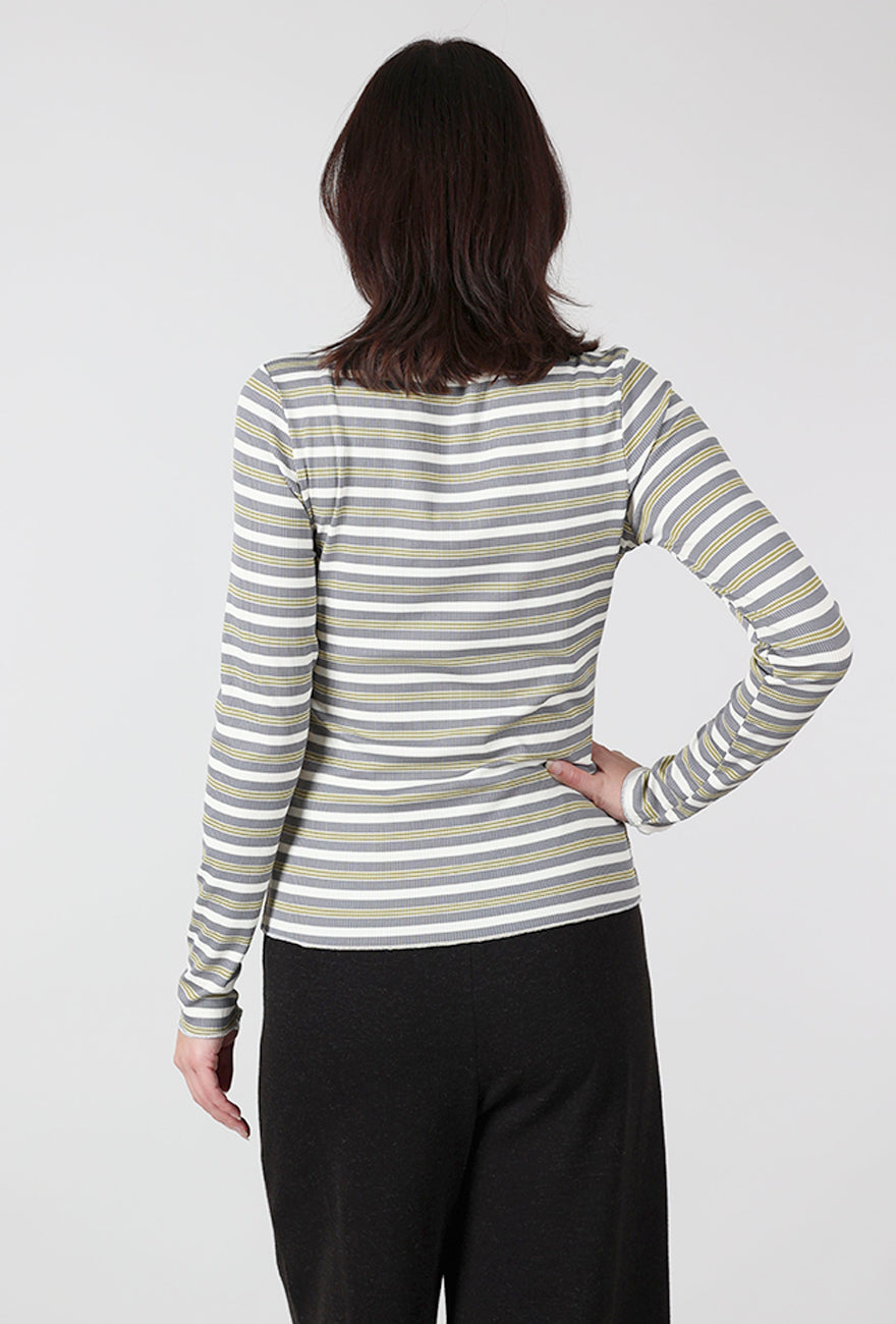 Stripe Mock Neck Top, Gray Multi Angle 3