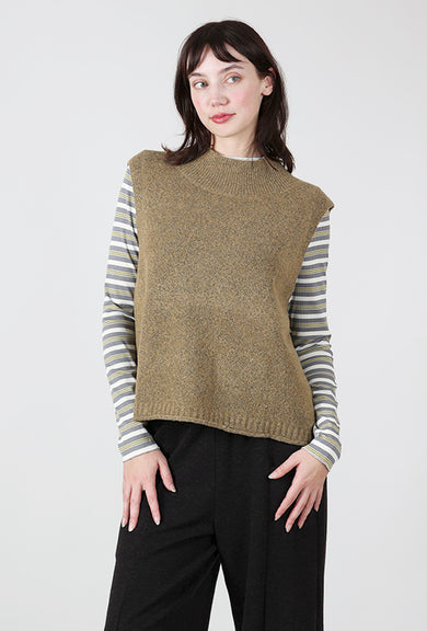 Grade & Gather Slit Accents Sweater Vest, Camel 