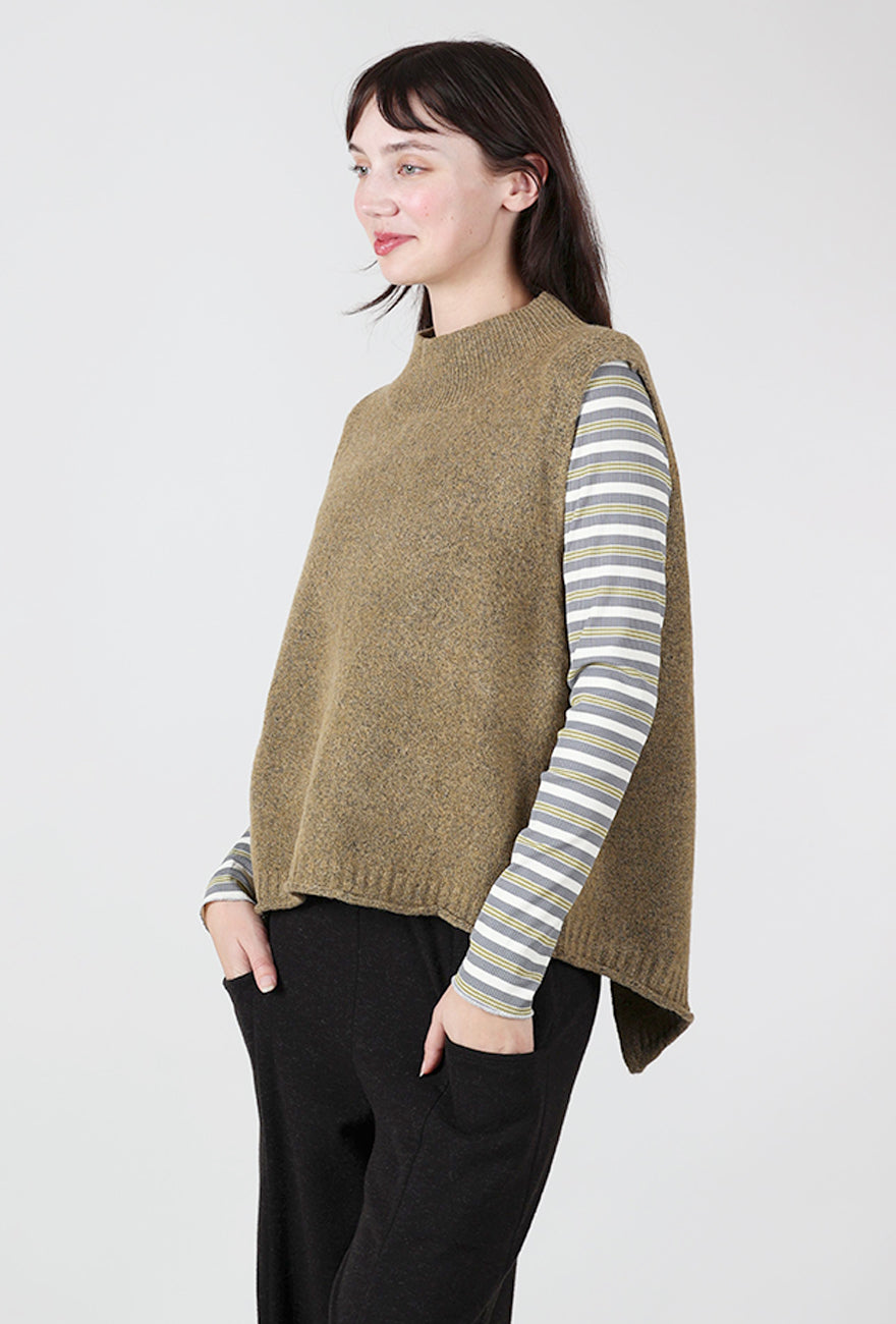 Slit Accents Sweater Vest, Camel Angle 3