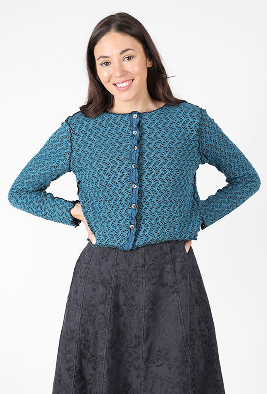 Crochet Crop Cardie, Peacock