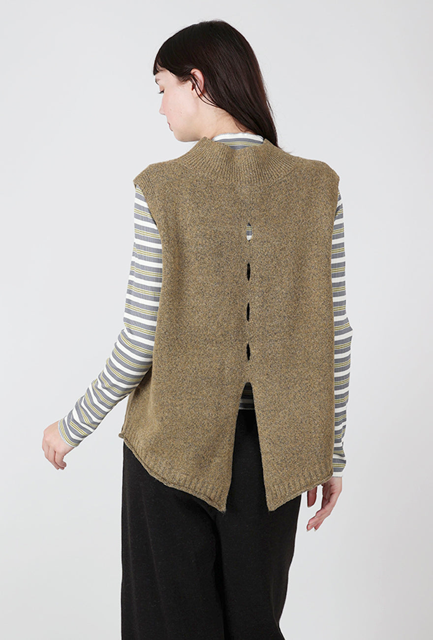 Slit Accents Sweater Vest, Camel Angle 2