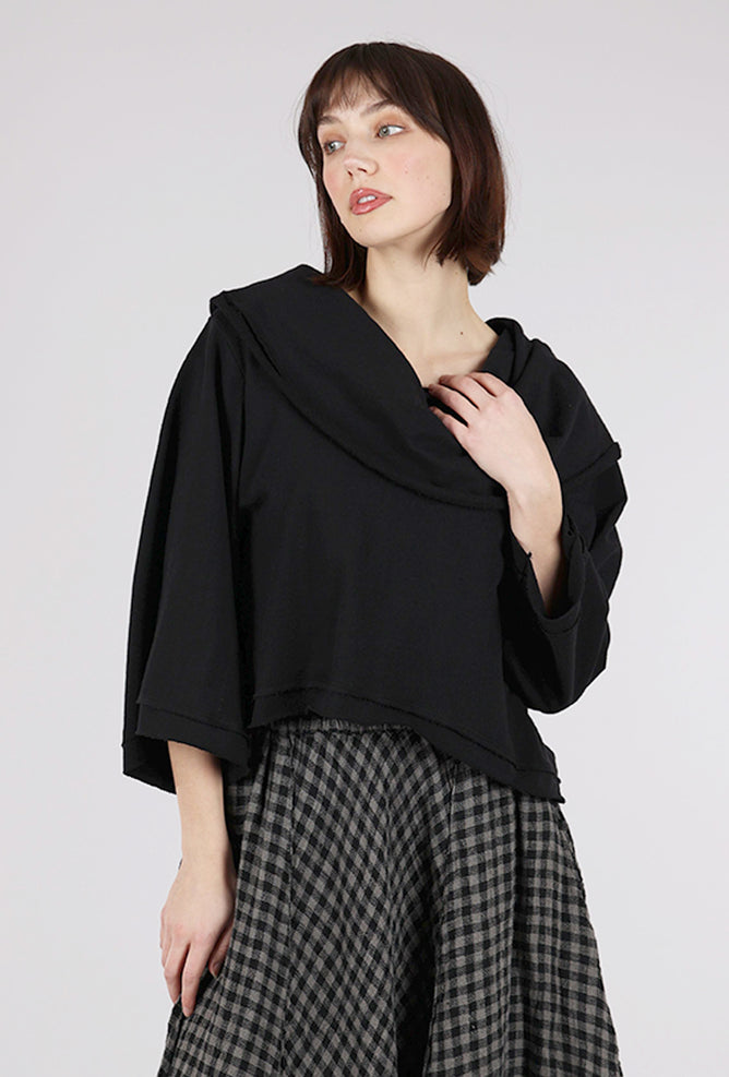 Planet French Terry Jackie O Top, Black 