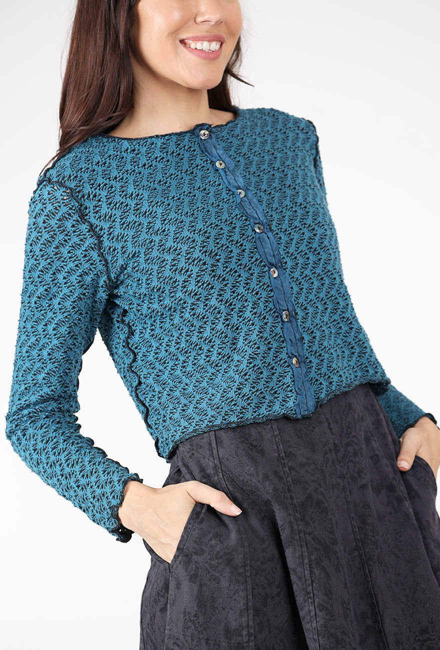Crochet Crop Cardie, Peacock