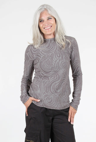 Mododoc Mockneck Fitted Top, Silver Smoke 