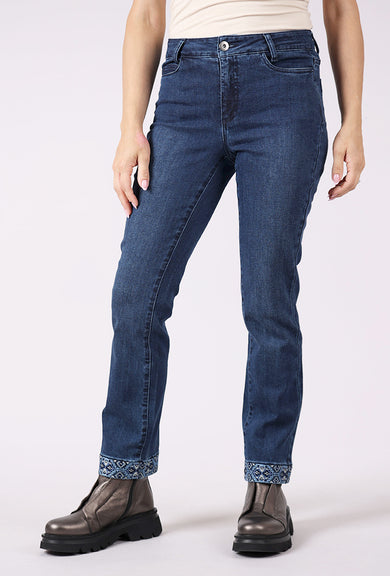Habitat Stretch Denim Slim Embroidery Jeans, Dark Denim 
