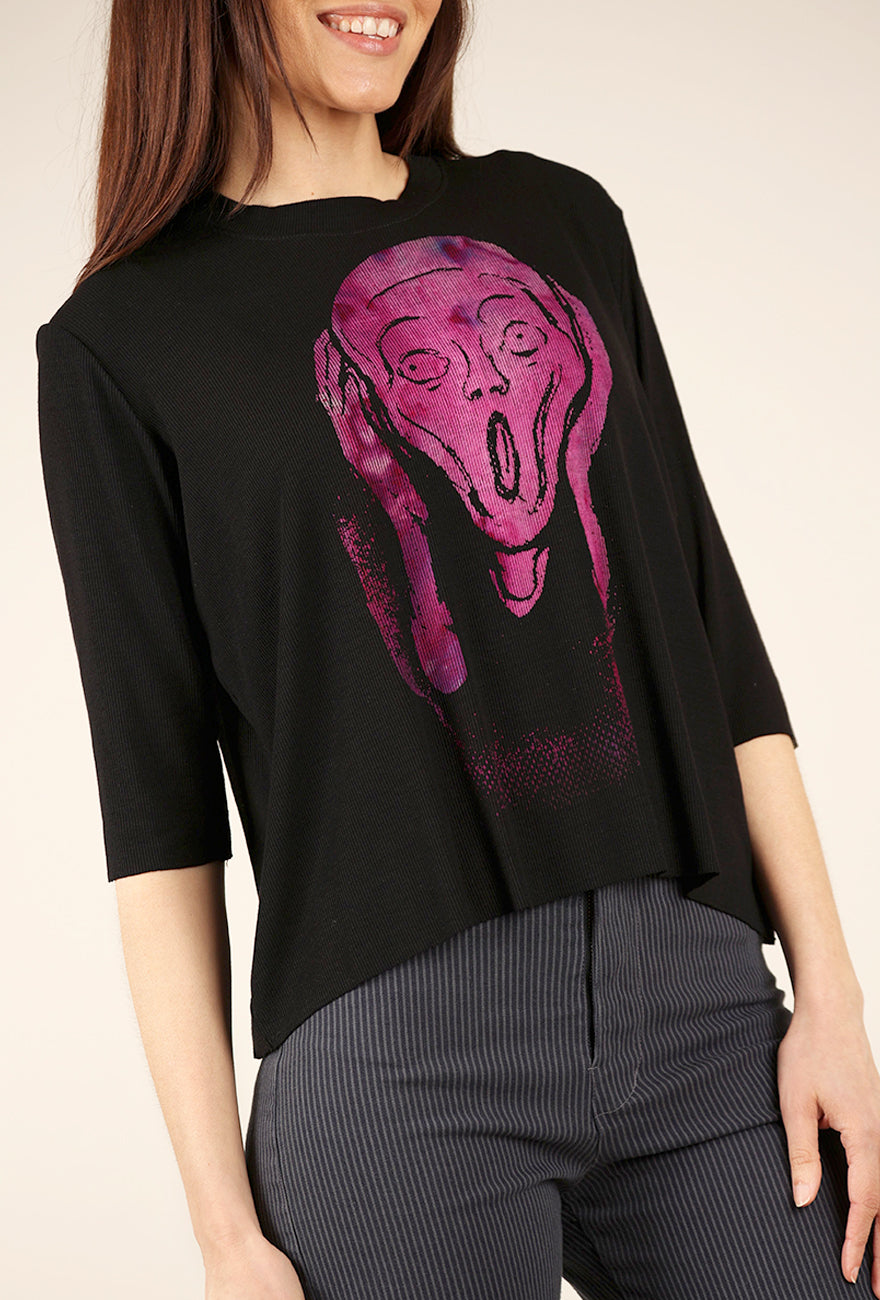 Heyne Bogut The Scream Half-Sleeve Tee, Black/Purple 