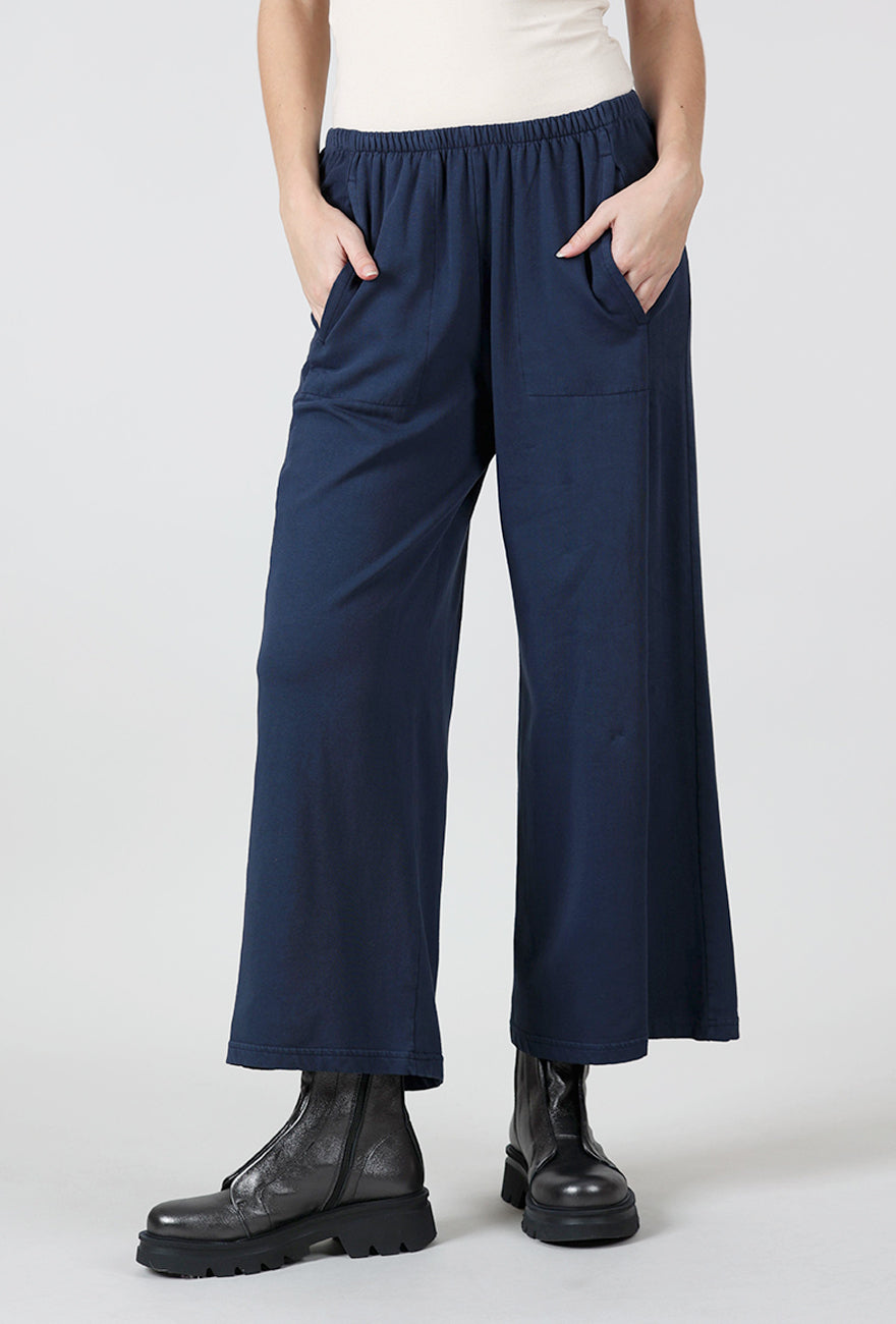 Fleece Wide Leg Pants, Denim