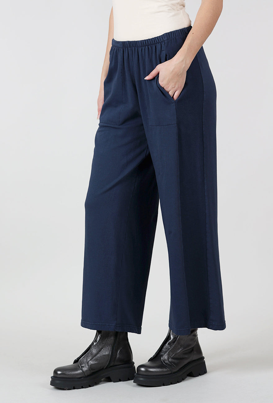 Fleece Wide Leg Pants, Denim