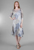 Komarov Lace-Neck Leaf Dress, Lapis 
