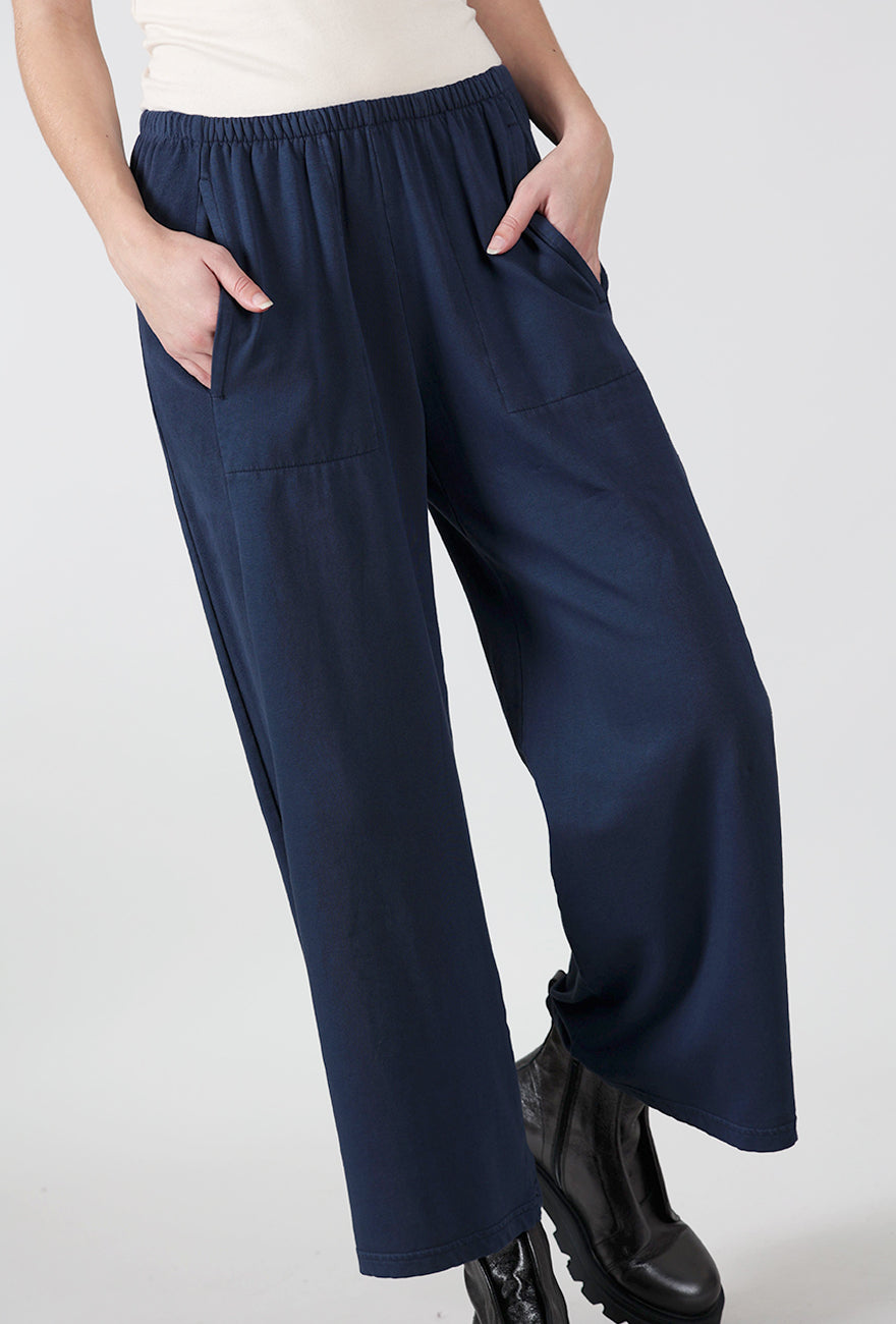 Fleece Wide Leg Pants, Denim