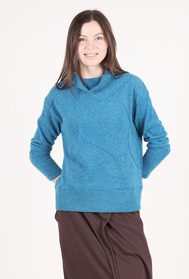 Trisha Tyler Dimensional Seam Brushed Mockneck, Peacock 