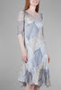 Komarov Lace-Neck Leaf Dress, Lapis 