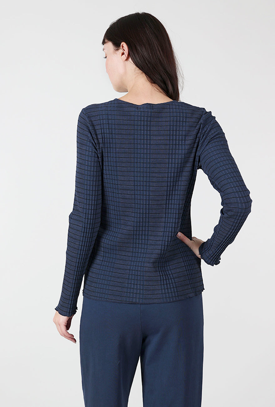 Pinstripe Ribbed Layer Tee, Denim