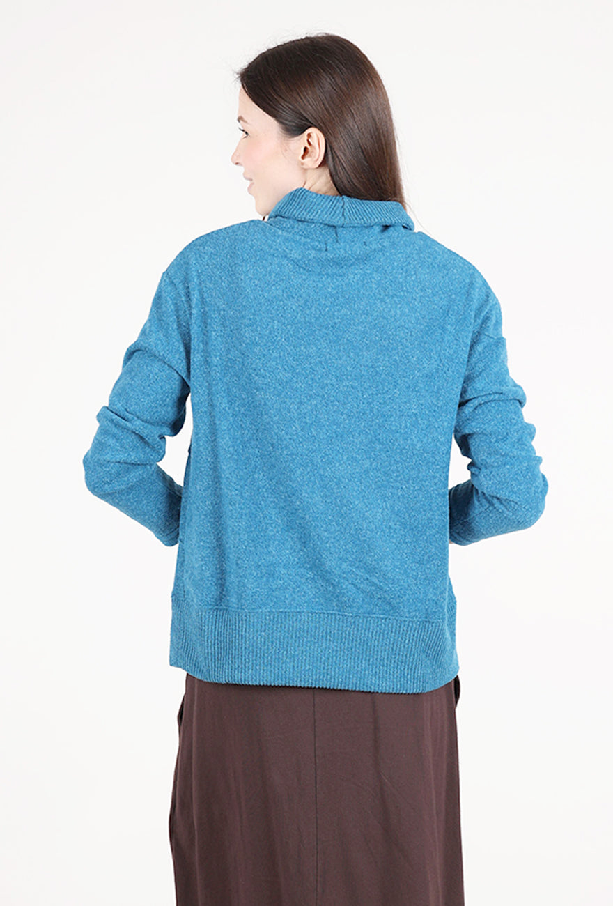 Trisha Tyler Dimensional Seam Brushed Mockneck, Peacock 