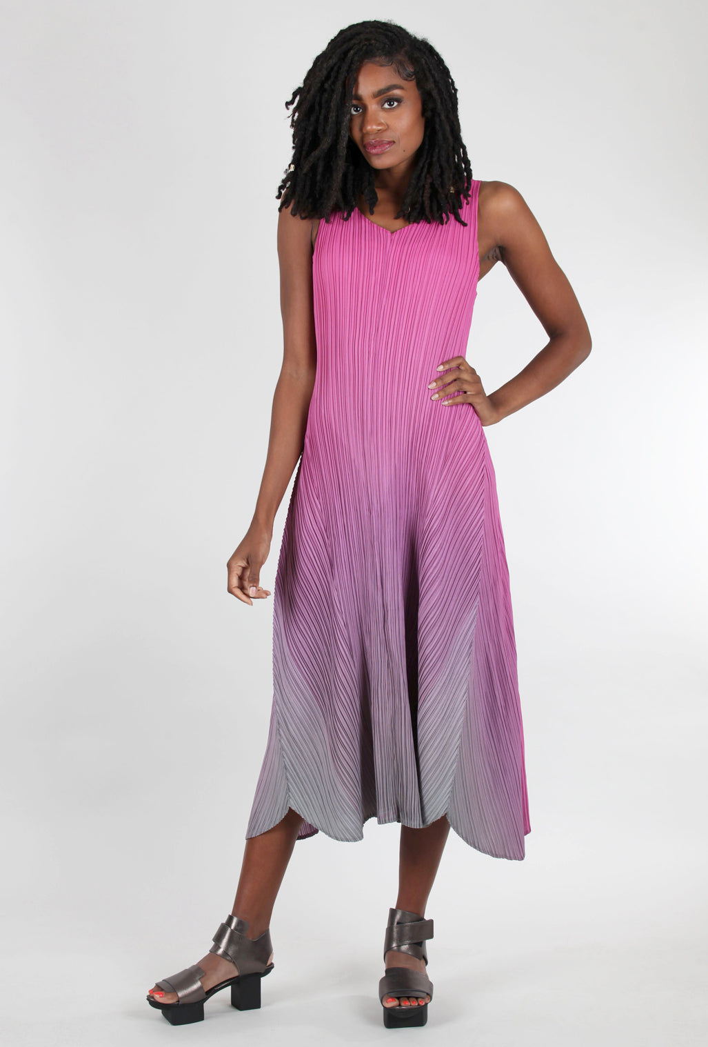 Alquema Long Estrella Dress, Fuchsia Ombre One Size Fuchsia