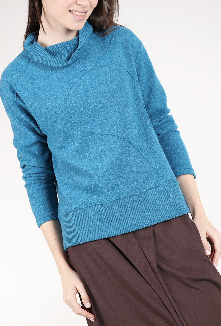 Trisha Tyler Dimensional Seam Brushed Mockneck, Peacock 